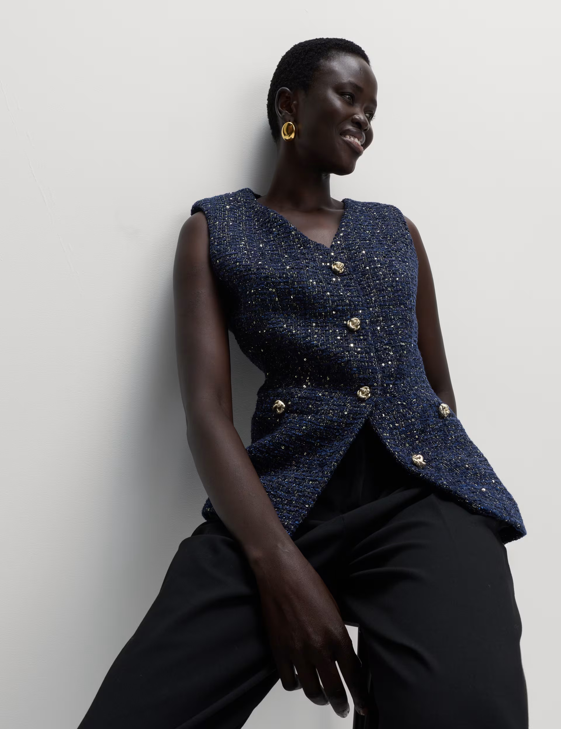 Metallic Sequin Tweed Waistcoat | Marks & Spencer (UK)