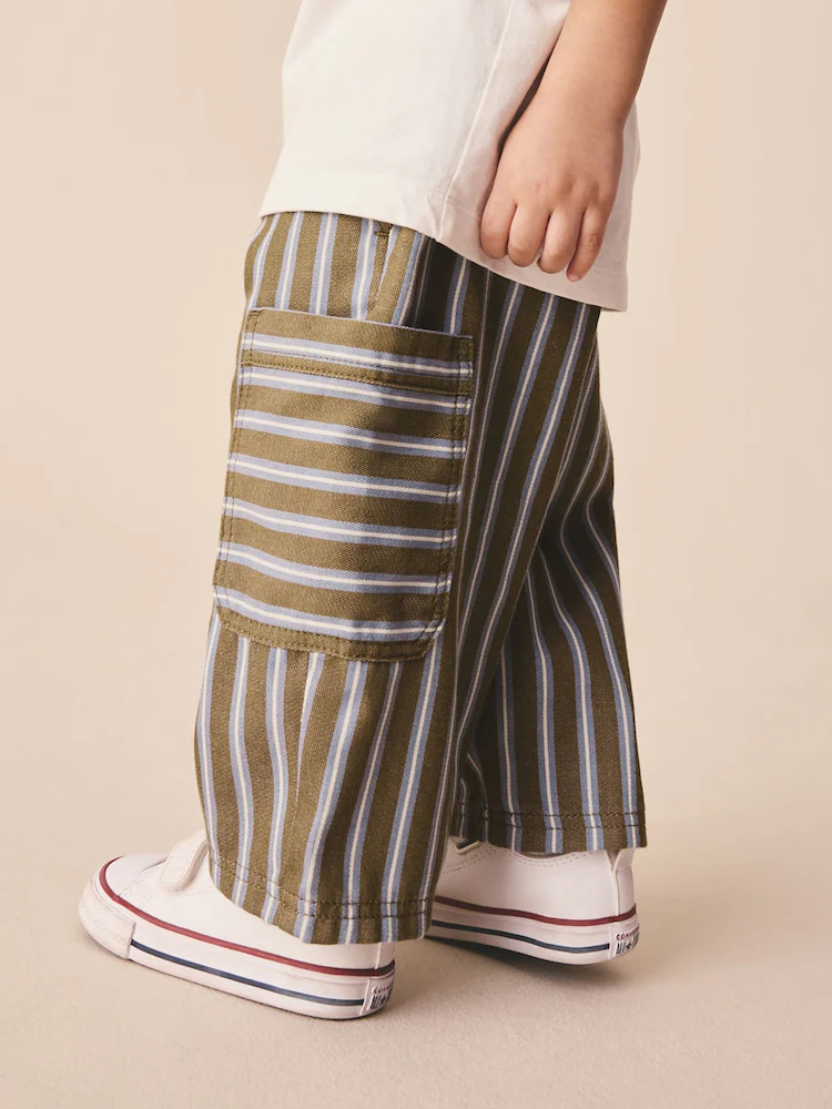 Khaki/Blue Stripe Side Pocket Wide Trousers (3mths-7yrs) | Next US