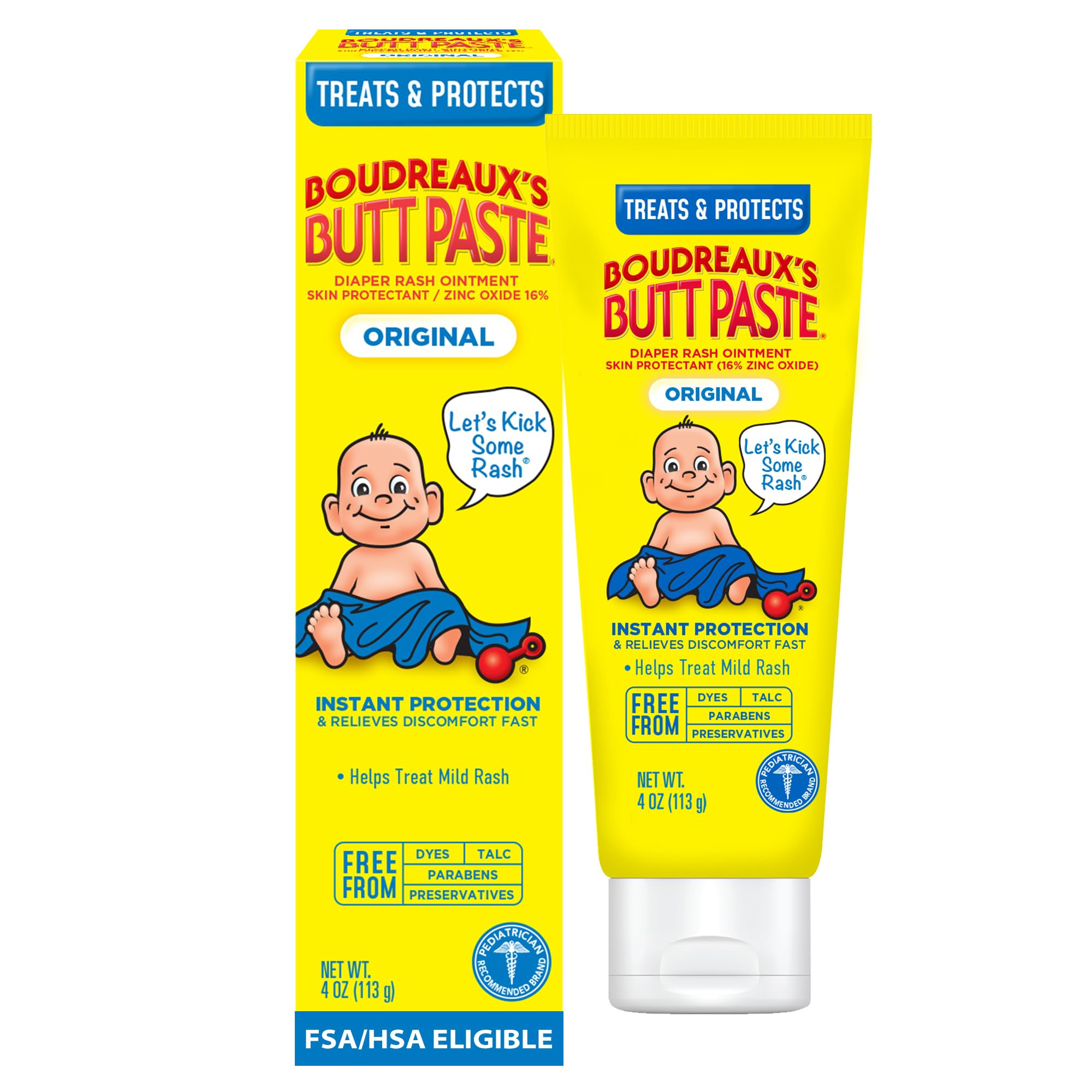 Boudreaux's Butt Paste Original Diaper Rash Cream, Diaper Cream for Baby, Fast Relief from Mild D... | Amazon (US)