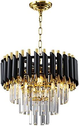Modern Luxury Crystal Chandelier, Round Raindrop Crystal Hanging Ceiling Light, 4-Lights Pendant ... | Amazon (US)