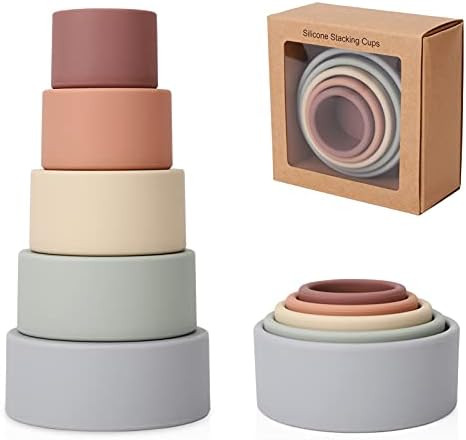 Amazon.com: Baby Stacking Toys, Socub Silicone Stacking Cups for Babies and Infants, 5Pcs Nesting... | Amazon (US)