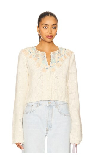 Free People Pixie Cardi in Ivory. - size M | Revolve Clothing (Global)