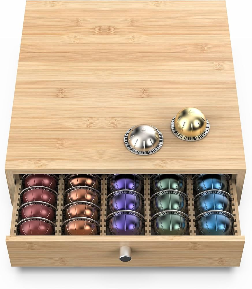 for Nespresso Vertuo Capsules (NV145) - Premium Bamboo Coffee Pod Drawer, 45 Big or 60 Small Vert... | Amazon (US)