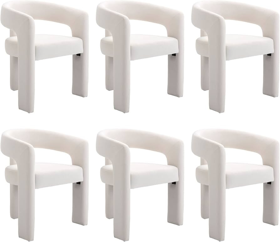 BESTANO Set of 6 Modern Velvet Fabric Upholstered Dining Chairs with Open-Back, Cute Barrel Side ... | Amazon (US)