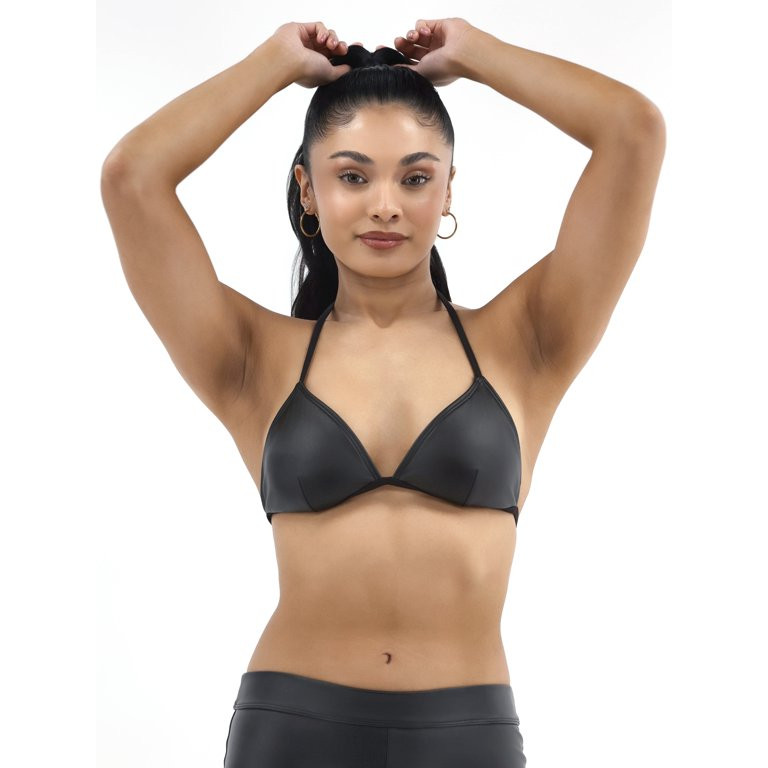 No Boundaries Faux Leather Bikini Top, Women's | Walmart (US)