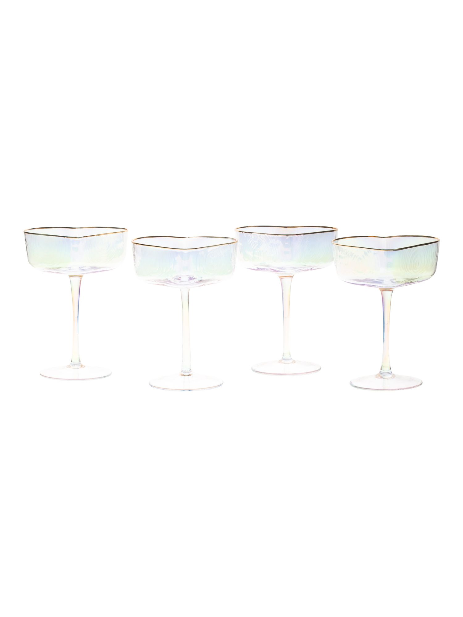 Set Of 4 Hammered Luster Coupe Glasses | TJ Maxx