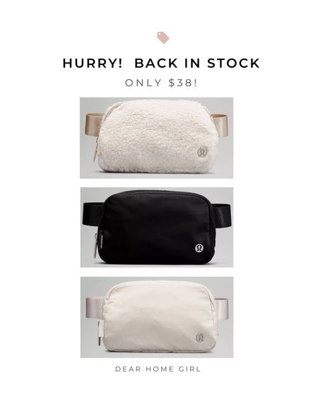 Lululemon everywhere belt back back in stock!  Fleece belt bag, black belt back, off white belt back, camel belt bag, white belt bag  

#LTKHoliday #LTKunder50 #LTKGiftGuide