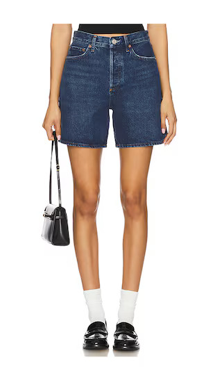 AGOLDE Dame High Rise Baggy Short in Blue. - size 33 | Revolve Clothing (Global)