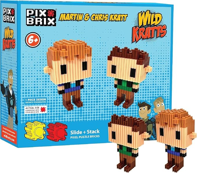 Pix Brix - Wild Kratts Toy Pixel Art Kit - Kratt Brothers Figures, 329 Pieces - Patented Slide + ... | Amazon (US)