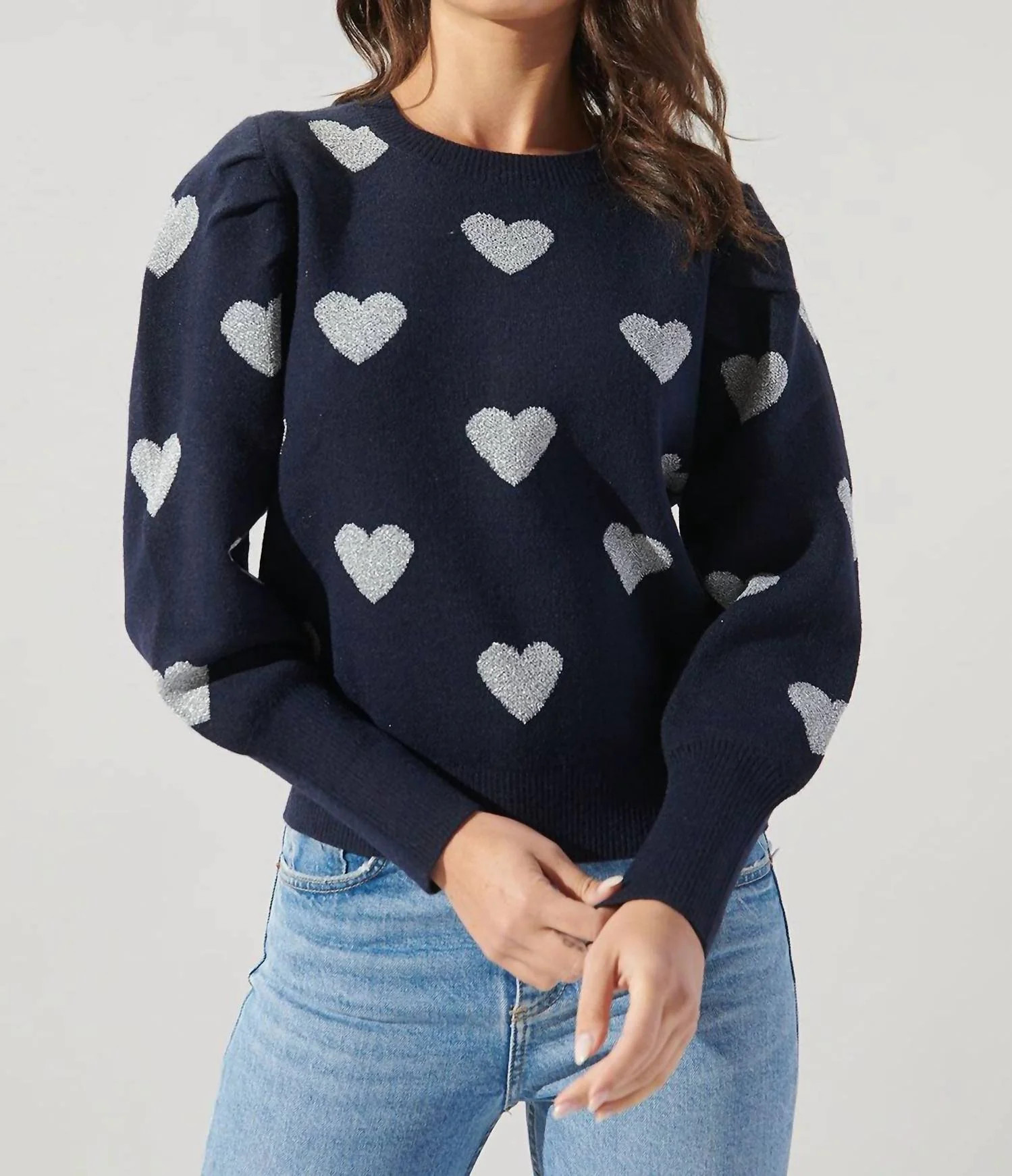 Sweetheart Sweater In Navy/silver | Shop Simon