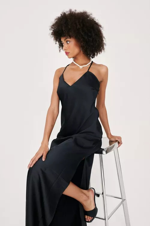 Strappy Back Satin Maxi Dress | Nasty Gal (US)