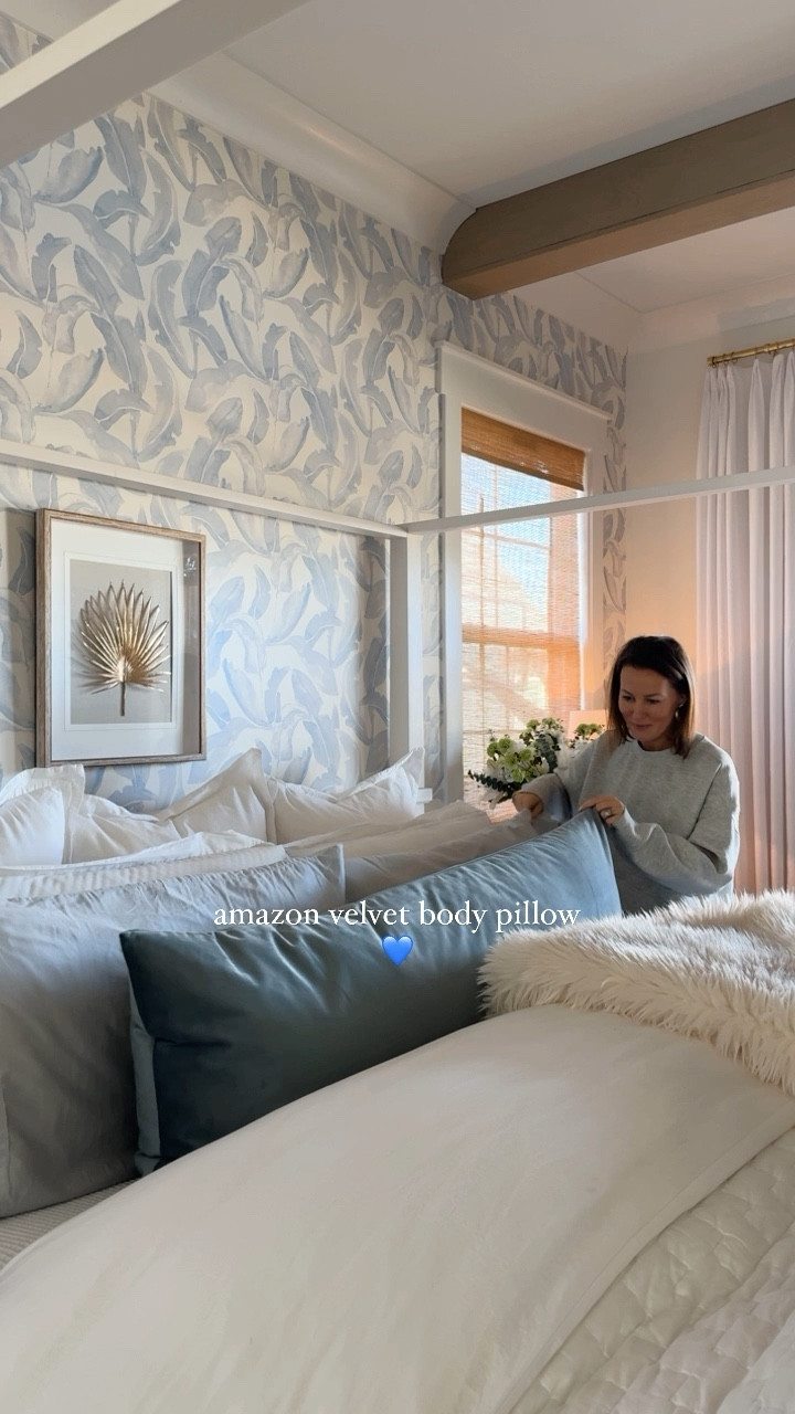 what my bed needed! 💙 | this velvet body pillow cover comes in SO many colors, the quality is amazing and the insert is superior…literally the BEST addition to our cozy bed 🧺

*mine is the stone blue color + 20x54 size*

save + share for a cozy bed addition 🫶🏼
shop in my @amazonhome storefront, link in bio! 
#amazon #amazonhome #bedding #bedroomdesign #bollandbranchbed #cozybedroom 

#LTKhome #LTKstyletip #LTKfindsunder50