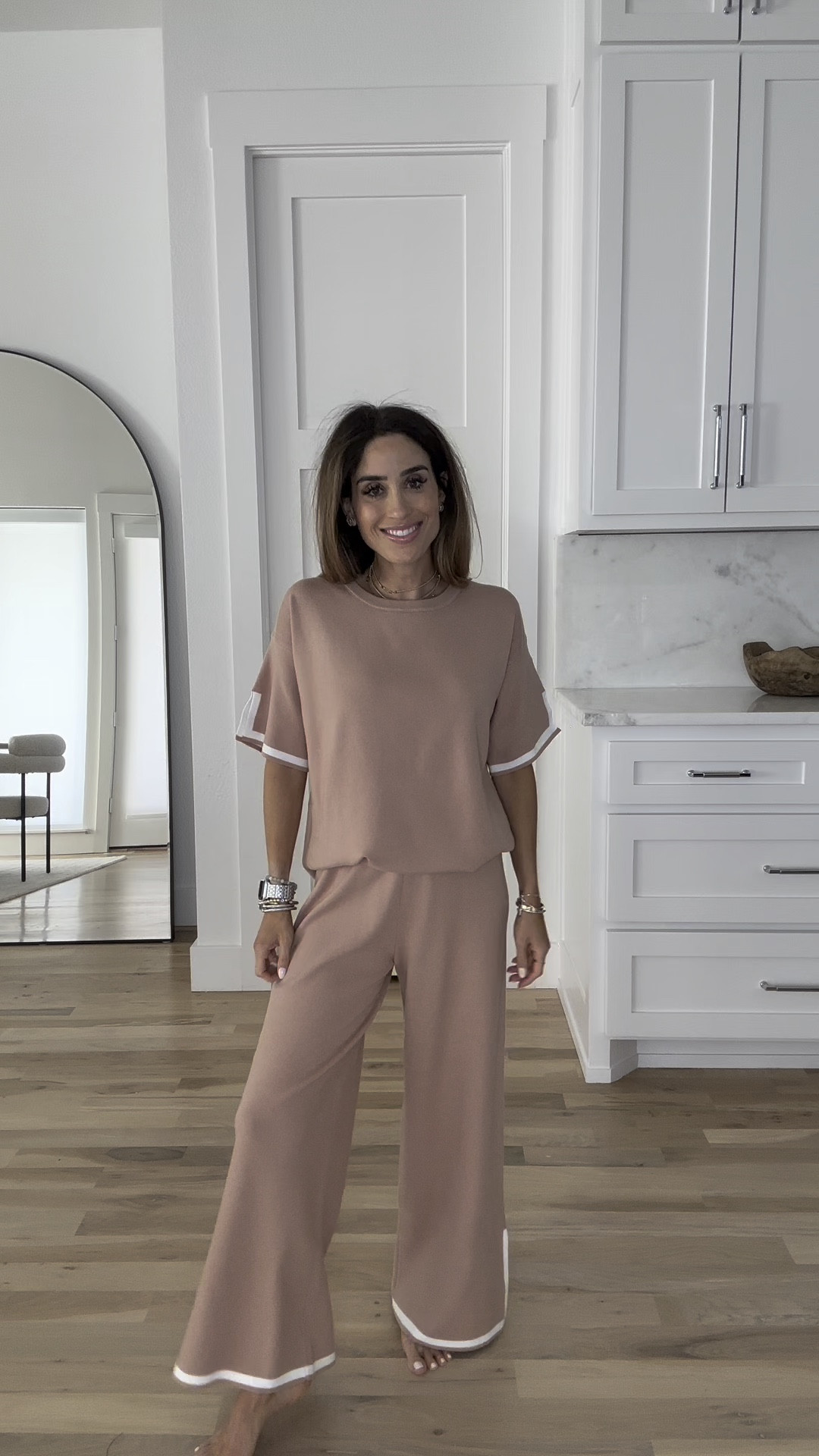 Amazon tan set with white trim size xs 

#LTKFindsUnder50 #LTKFindsUnder100