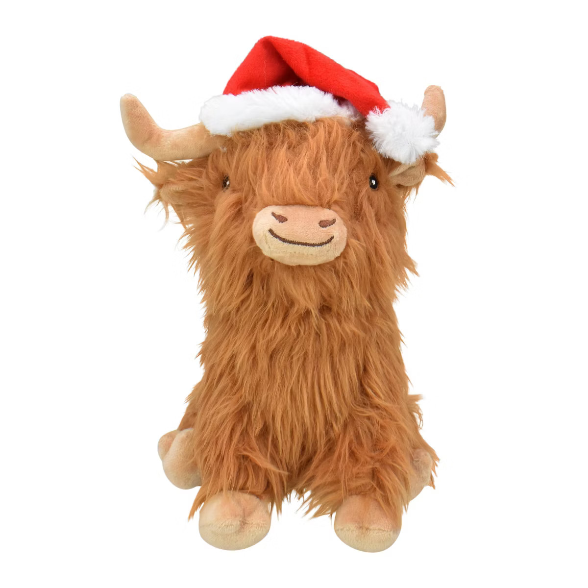 Multipet Highland Cow with Santa Hat Interactive Plush Dog Toy | Target