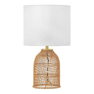 Hampton Bay Tallaran 21 in. Rattan Table Lamp with White Fabric Shade RS2112026 - The Home Depot | The Home Depot