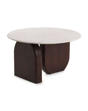 30x17 Wood And Marble Round Coffee Table | TJ Maxx