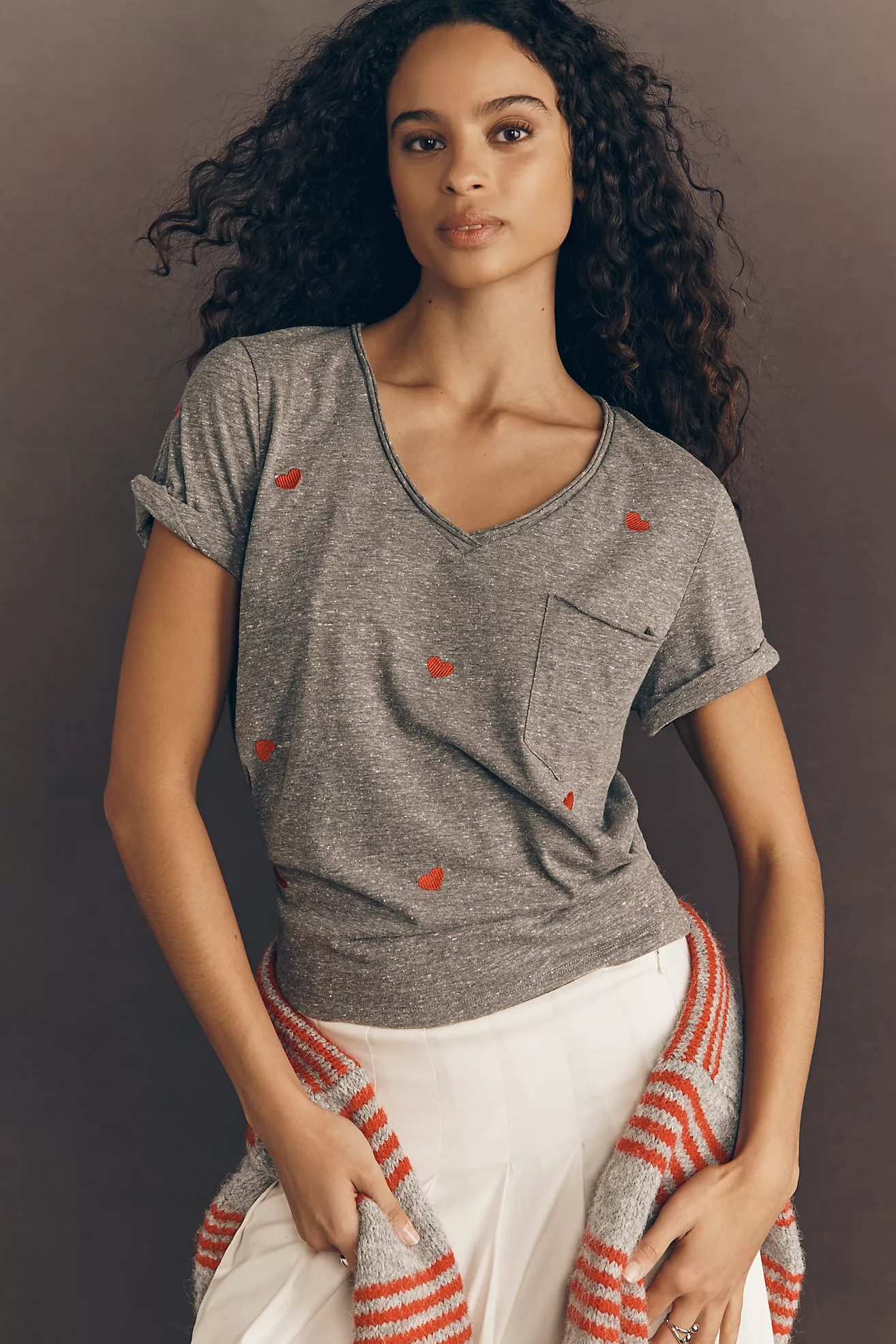 The Quinn Short-Sleeve V-Neck Tee by Pilcro | Anthropologie (US)