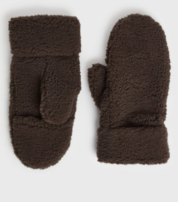 Dark Brown Teddy Mittens
						
						Add to Saved Items
						Remove from Saved Items | New Look (UK)