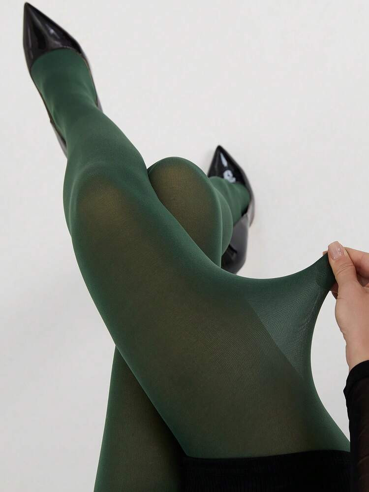 1 Pair Women 60D Sexy Tights, Sheer Green Tights, Fashionable And Simple Pantyhose Tights, Cozy | SHEIN