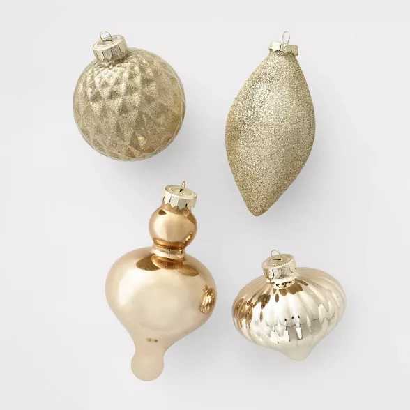 10ct Glass Assorted Christmas Ornament Set Champagne & Gold - Wondershop™ | Target
