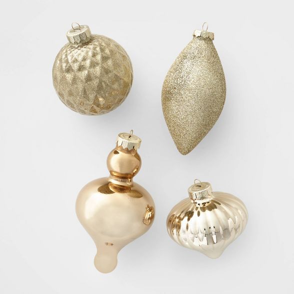 10ct Glass Assorted Christmas Ornament Set Champagne & Gold - Wondershop™ | Target