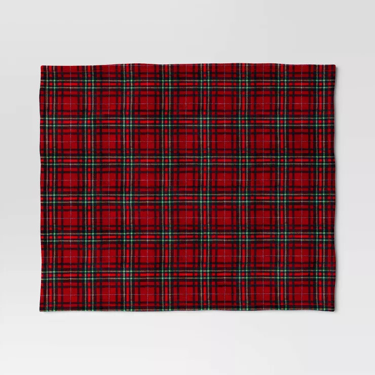 Tartan Plaid Printed Plush Throw Blanket Red - Wondershop™ | Target
