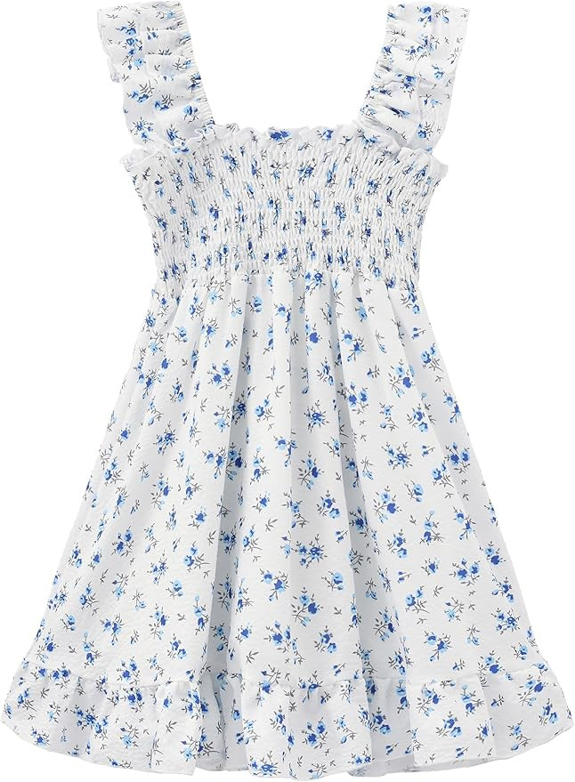 Girls Summer Dress Floral Ruffle Sleeve Off-Shoulder Dresses A-line Sundress for Tween Girls Casu... | Amazon (US)