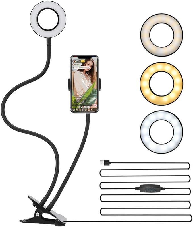Selfie Ring Light, LEDGLE Upgraded Ring Light 360° Rotating with Cell Phone Holder Stand and Fle... | Amazon (US)