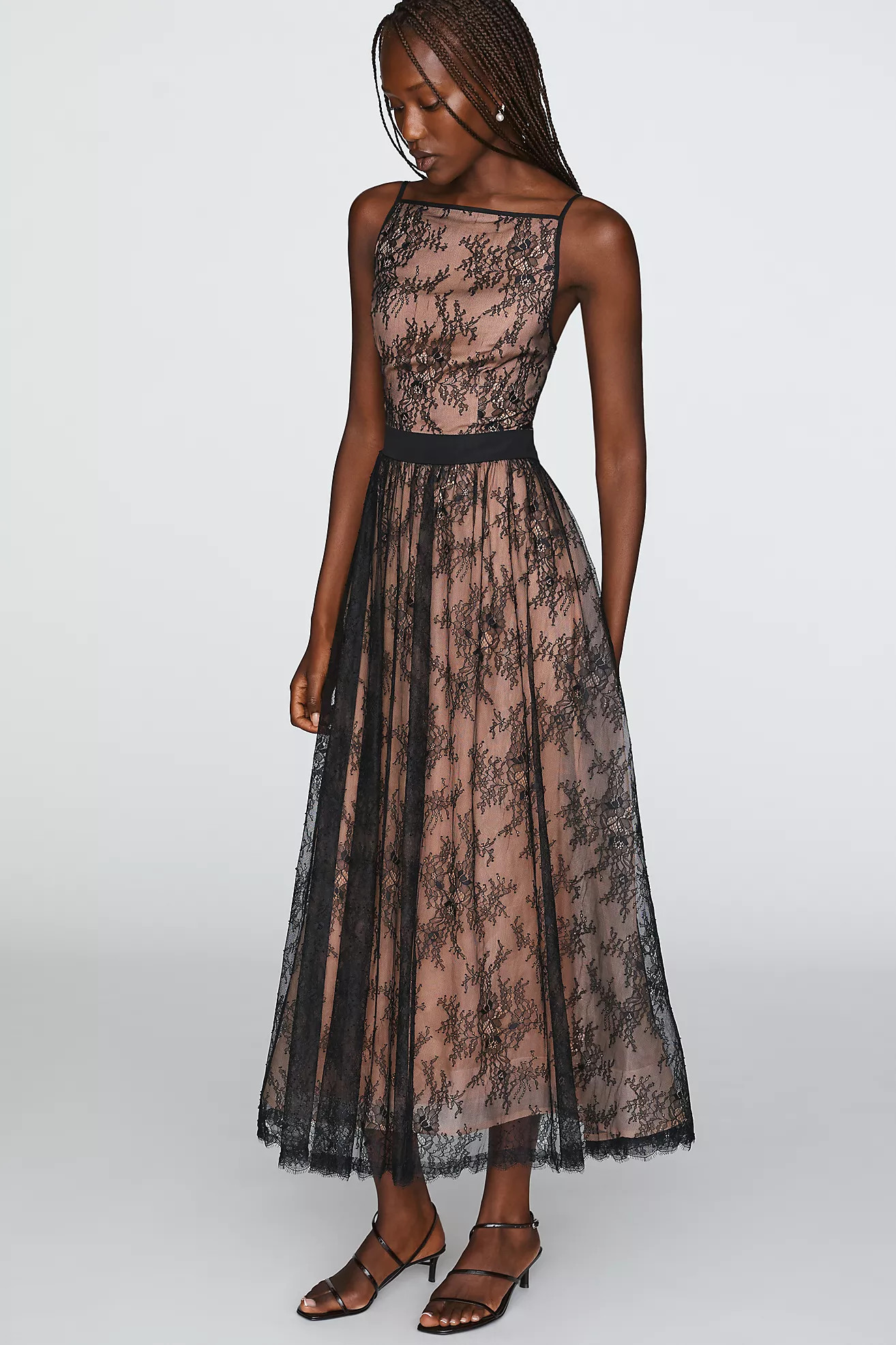 By Anthropologie Lace Organza Midi Dress | Anthropologie (US)