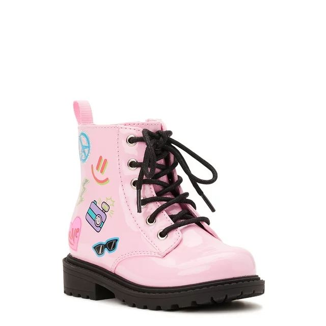 Wonder Nation Toddler Girls Patent Combat Boot - Walmart.com | Walmart (US)