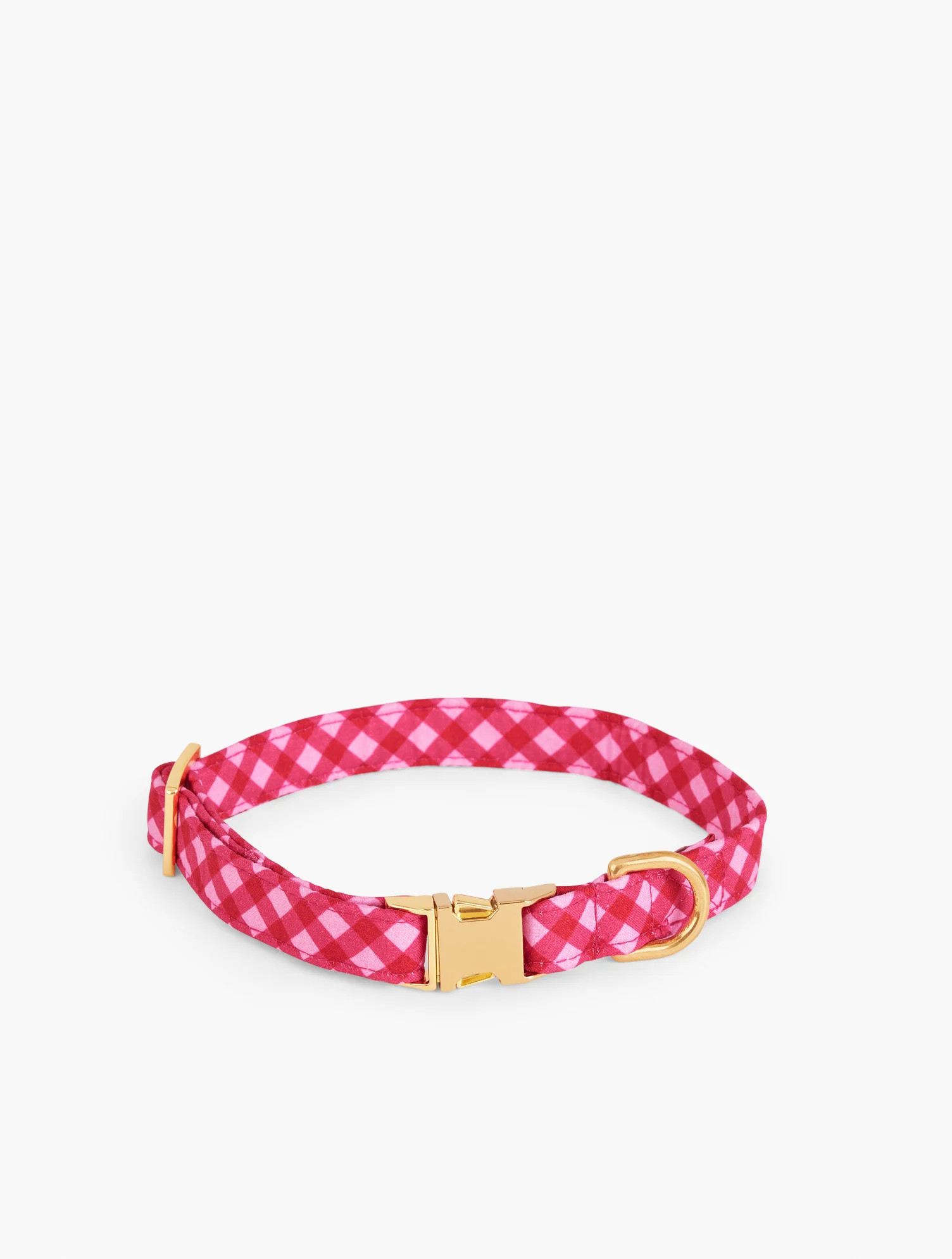 The Foggy Dog Raspberry Plaid Collar - Raspberry/Gold - Medium Talbots | Talbots