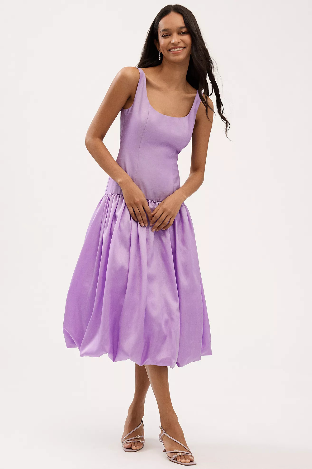 Hutch Natalia Scoop-Neck Drop-Waist Bubble-Hem Midi Dress | Anthropologie (US)