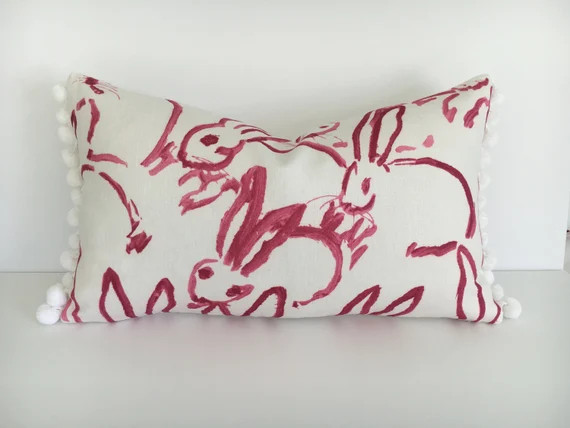 Lee Jofa Groundworks Hutch Pillow. High end Hunt Slonem Pillow. Pink and white Designer Pillow. B... | Etsy (US)