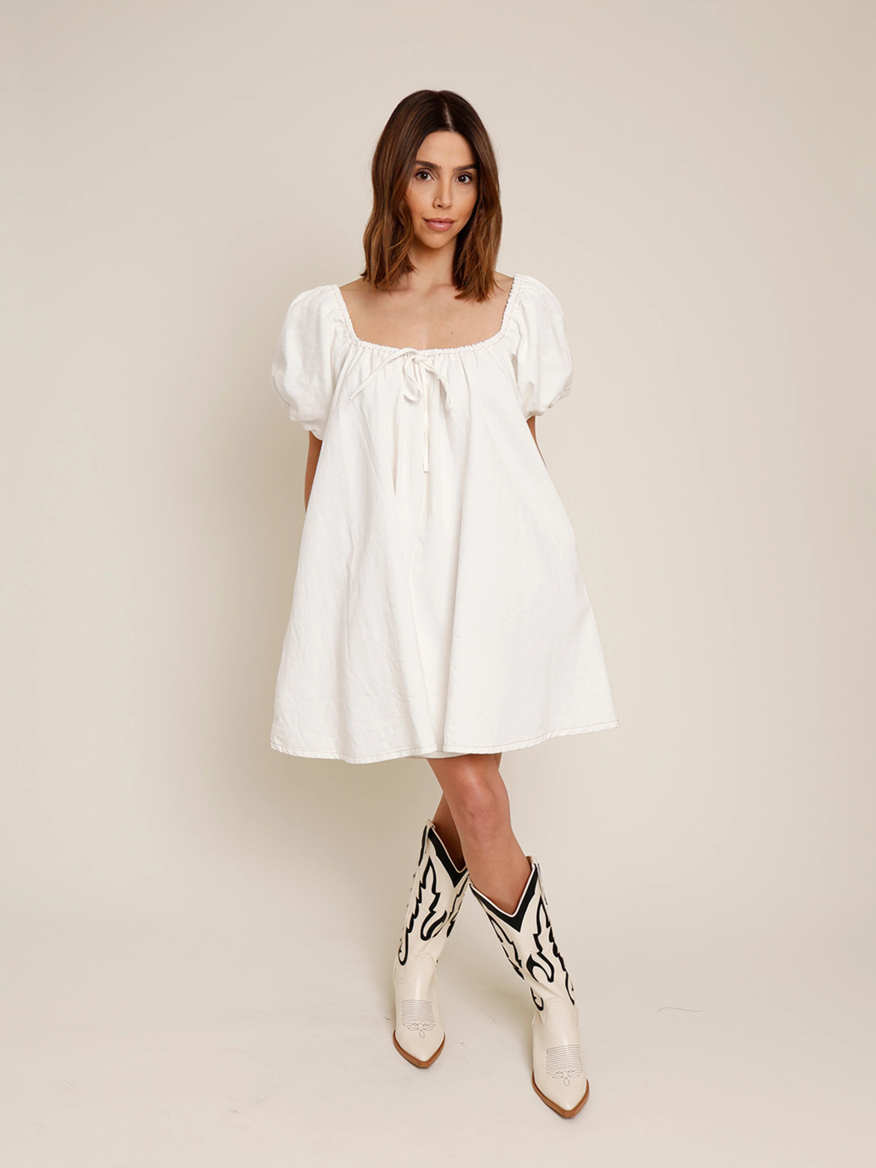 SWEET PEA PUFF SLEEVE DENIM DRESS | The Hip Eagle