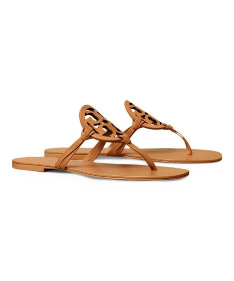 Tory Burch Caramel Corn Medallion-Accent Miller Leather Sandal - Women | Best Price and Reviews |... | Zulily