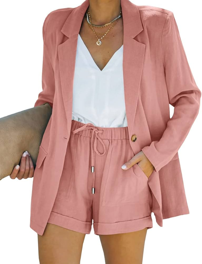 SySea Women's Business Suits Long Sleeve Blazer Jacket Coat and High Waisted Shorts 2 Pieces Outf... | Amazon (US)