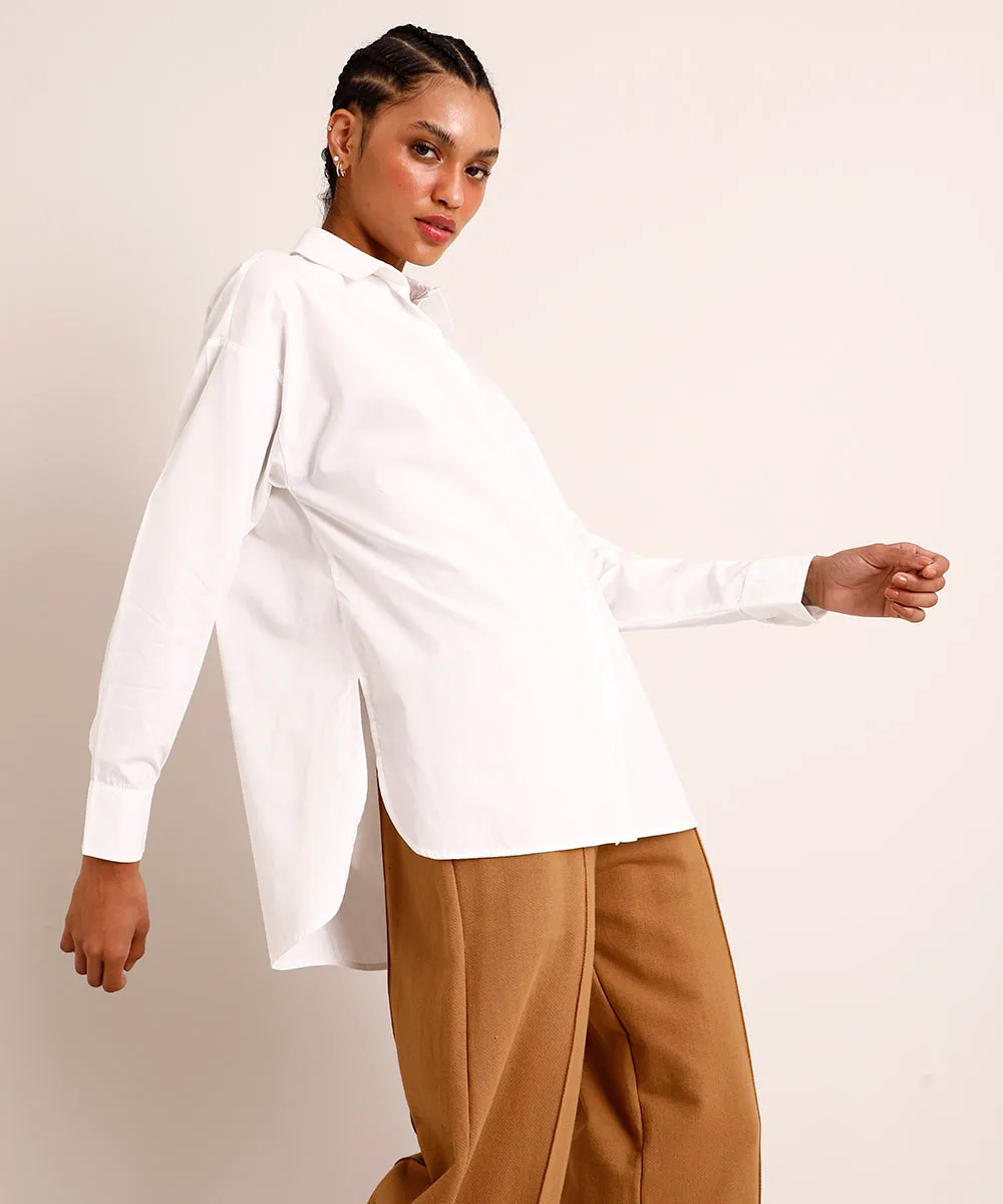 Camisa de Algodão Manga Longa Branca | C&A (BR)