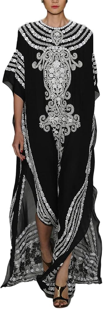 Eddoyee Women's Print Swimwear Cover Ups Beach Kaftan Dresses Plus Size Loungewear | Amazon (US)