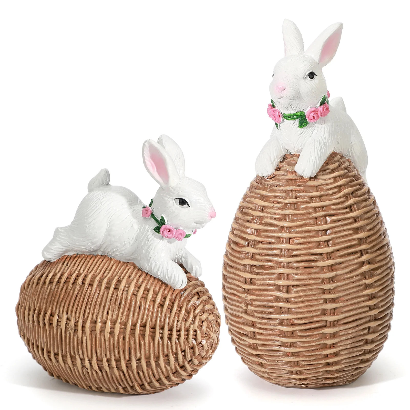 Ayieyill Easter Bunny Egg Decorations 2Pcs, Resin Easter Bunny Figurines for Home, Courtyard, Tab... | Walmart (US)