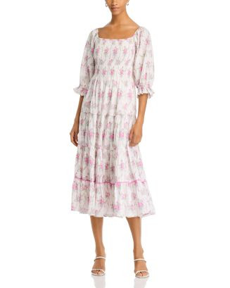 LoveShackFancy Rigby Floral Smocked Midi Dress  | Bloomingdale's Women | Bloomingdale's (US)