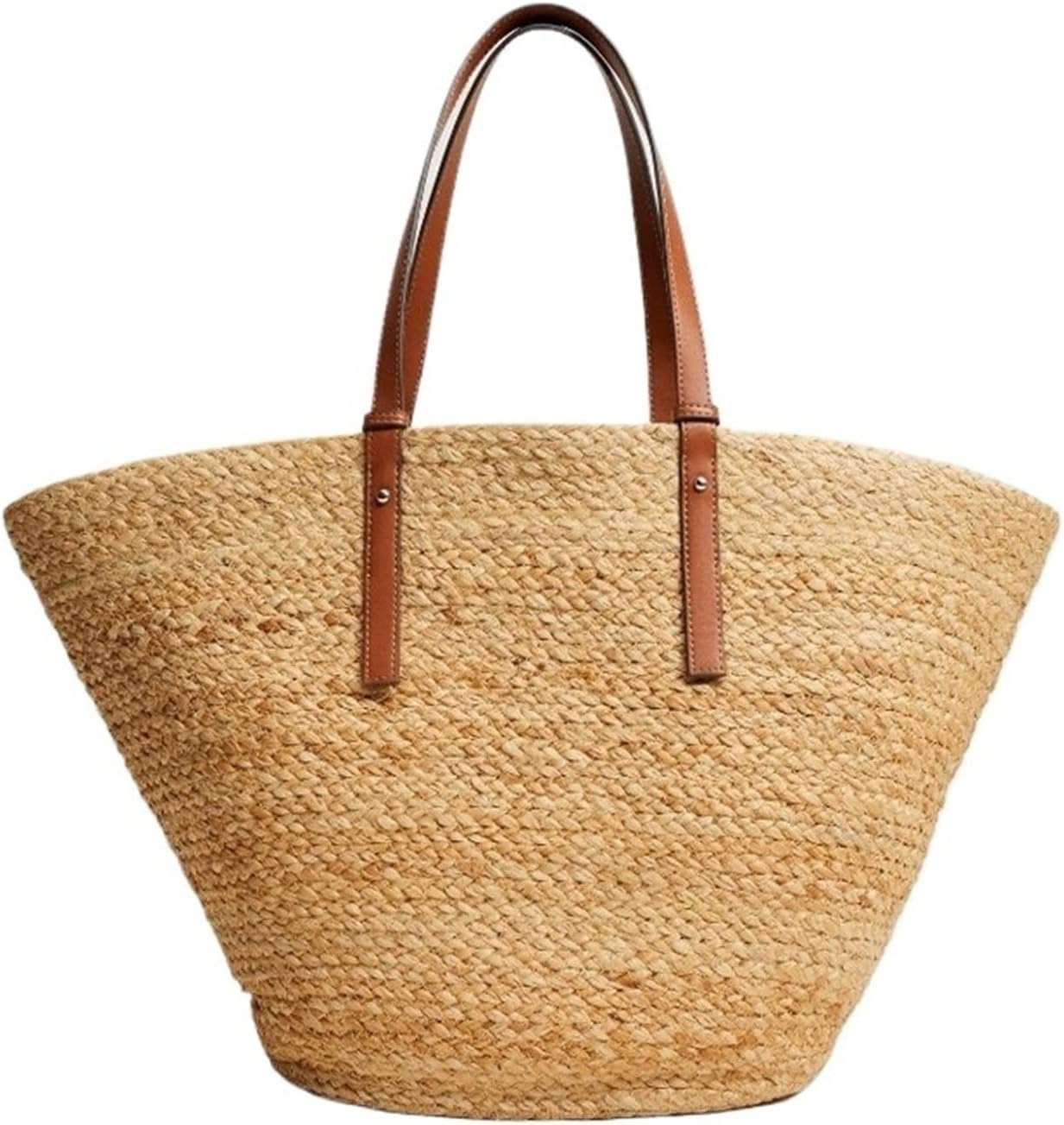 Large Capacity Beach Shopping Bags Rattan Woven Shoulder Bag Women Handmade Straw Handbags Summer Travel Bag | Amazon (US)