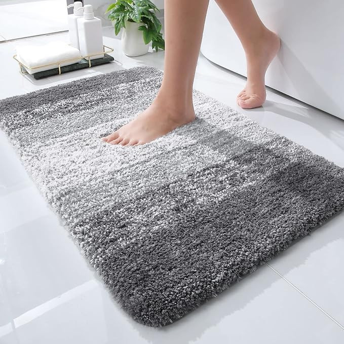 OLANLY Luxury Bathroom Rug Mat 24x16, Extra Soft and Absorbent Microfiber Bath Rugs, Non-Slip Plu... | Amazon (US)