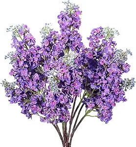 6 Pcs 25" Artificial Lilac Flowers Fake Delphinium Antirrhinum Stem Silk Real Touch Flowers Faux ... | Amazon (US)