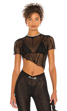 SAMI MIRO VINTAGE Asymmetric Mesh Tee in Black from Revolve.com | Revolve Clothing (Global)