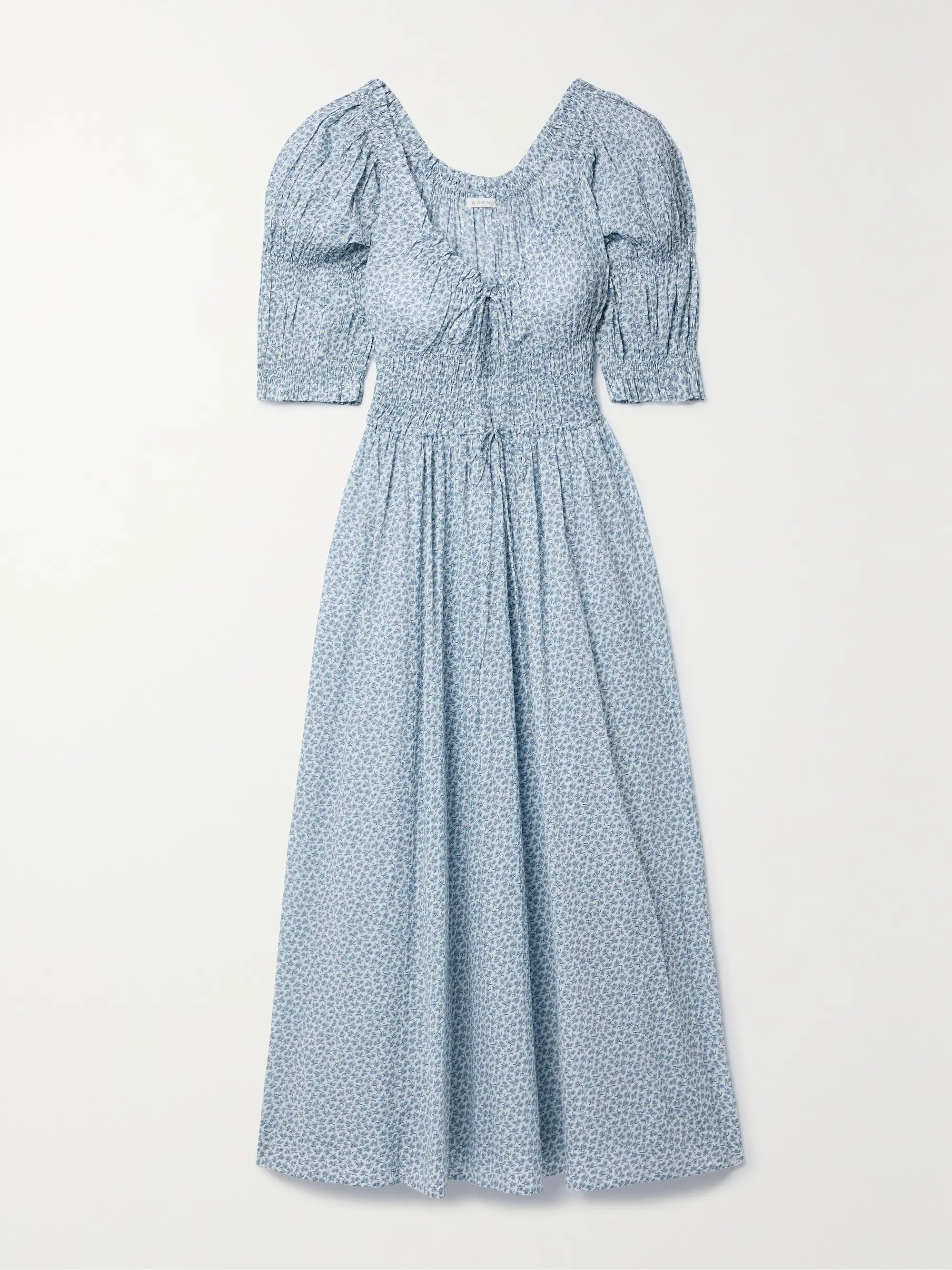 + NET SUSTAIN Ischia shirred floral-print organic cotton-voile maxi dress | NET-A-PORTER (UK & EU)