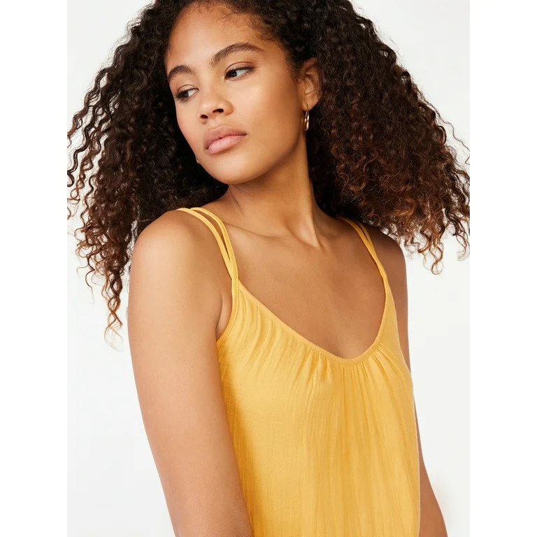 Free Assembly Women’s Sleeveless Double Strap Cross Back Tiered Midi Dress, Sizes XS-XXL | Walmart (US)