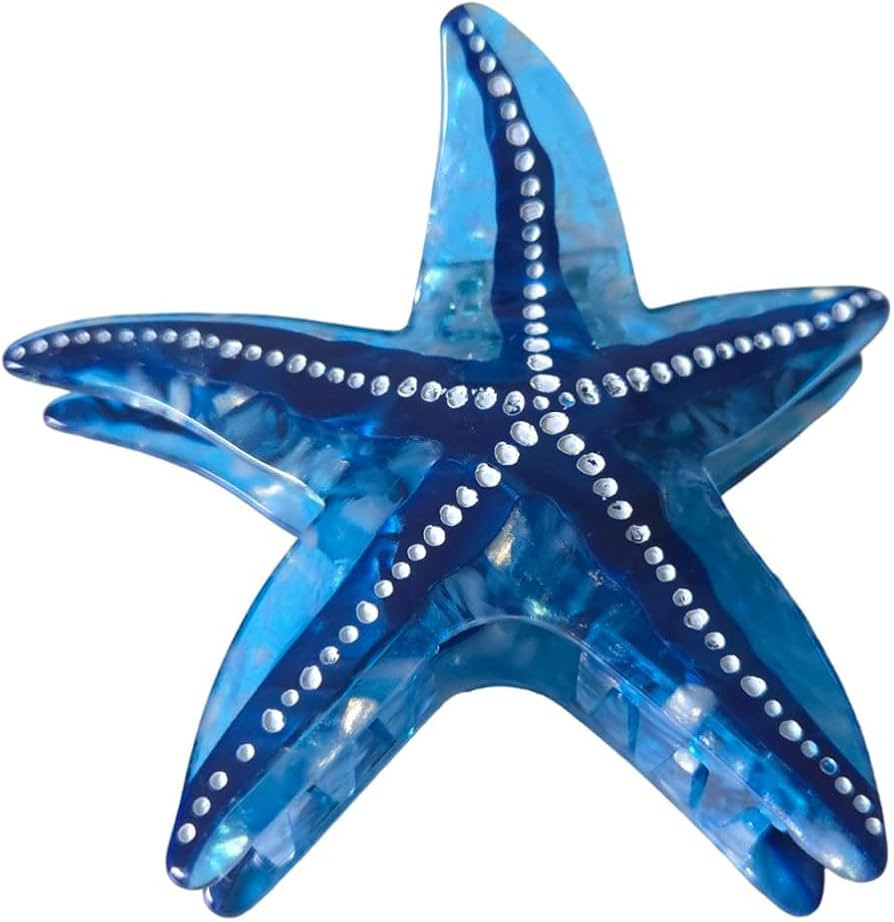 Funny Big Starfish Hair Clip,Acetate Hair Clip,Big Claw Clip for Women,Blue, 1 Count (Pack of 1) | Amazon (US)