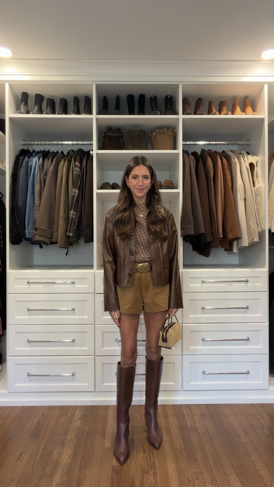 Small top 
Xsmall shorts 
Xsmall jacket 

Fall outfits 
Fall trends 
Boots 
Knee high boots

#LTKootd #LTKdayinmylife #LTKgrwm