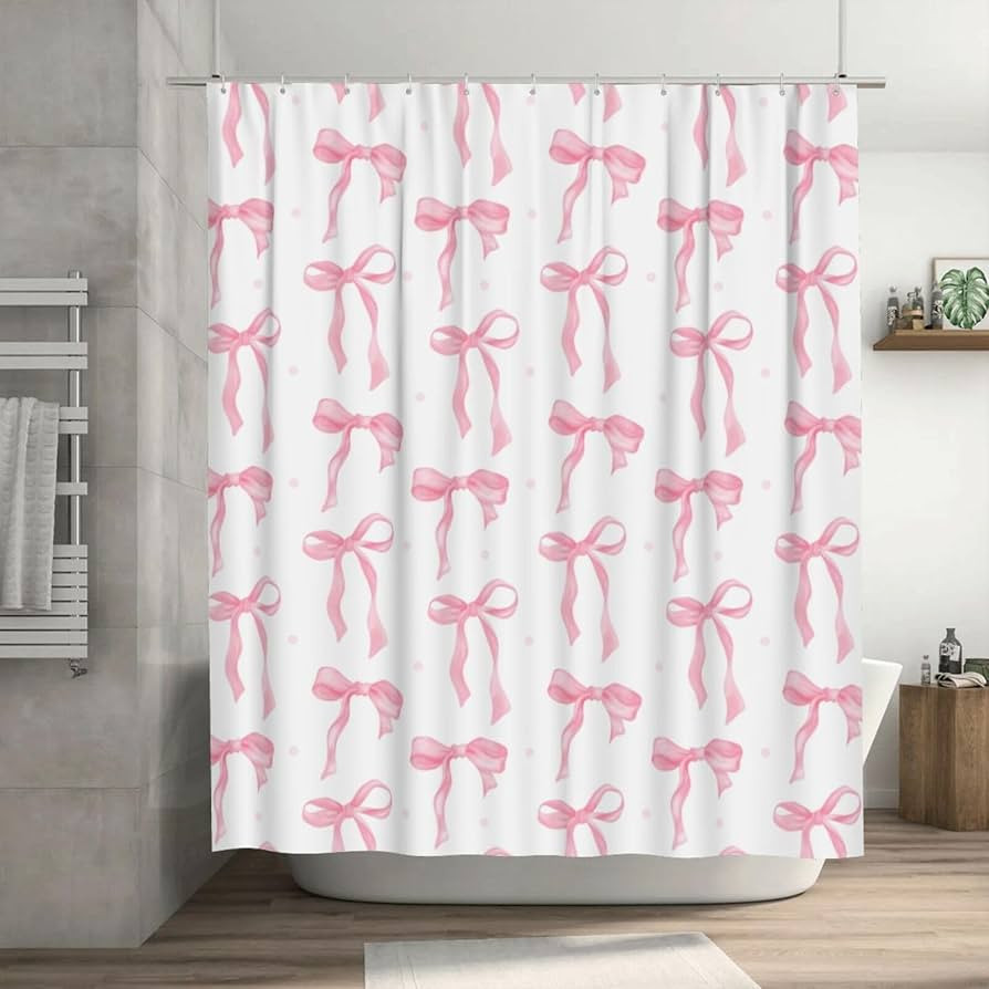 Haukea Cute Shower Curtain Pink Bow Fabric Shower Curtains for Bathroom Modern Aesthetic Cloth Sh... | Amazon (US)