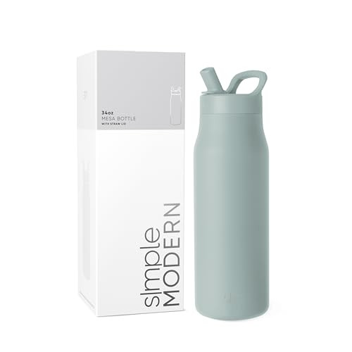Simple Modern Water Bottle with Straw lid | Insulated Stainless Steel Thermos | Reusable Travel Water Bottles for Gym & Sports | Leak Proof & BPA Free | 34oz, Sea Glass Sage | Amazon (US)